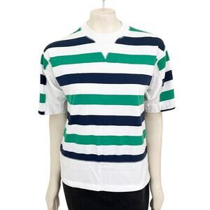 VTG 80s CARRIAGE COURT Half Sleeve Striped Crew Neck Shirt SZ S